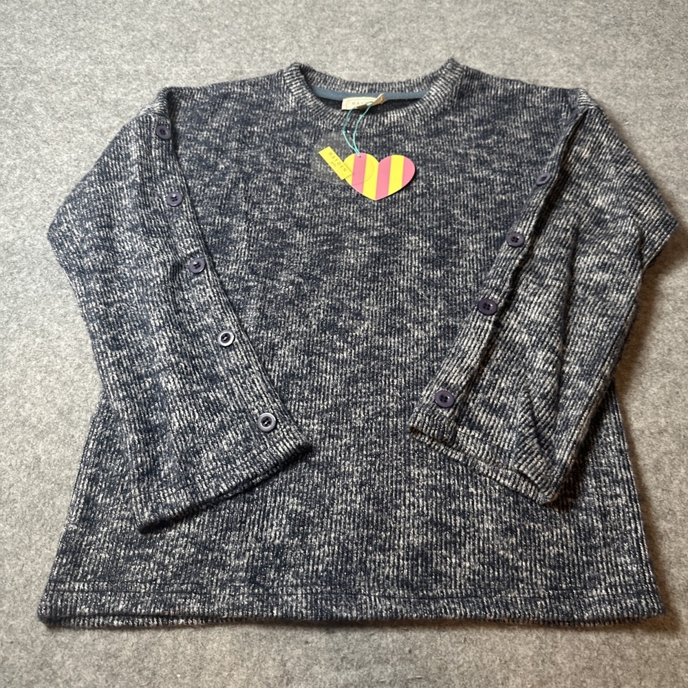 Hayden Brushed Knit Button Sleeve Sweater Navy Girls Youth  Size L New With Tags